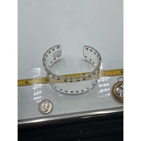 Clear High End Wide Lucite‎ Rhinestone Cuff Bracelet - Picture 10 of 10